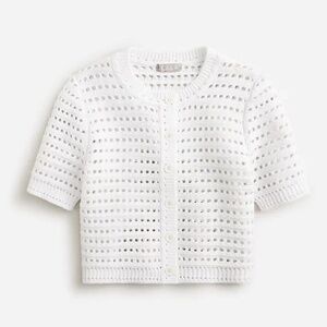 J crew Short-sleeve pointelle cardigan sweater